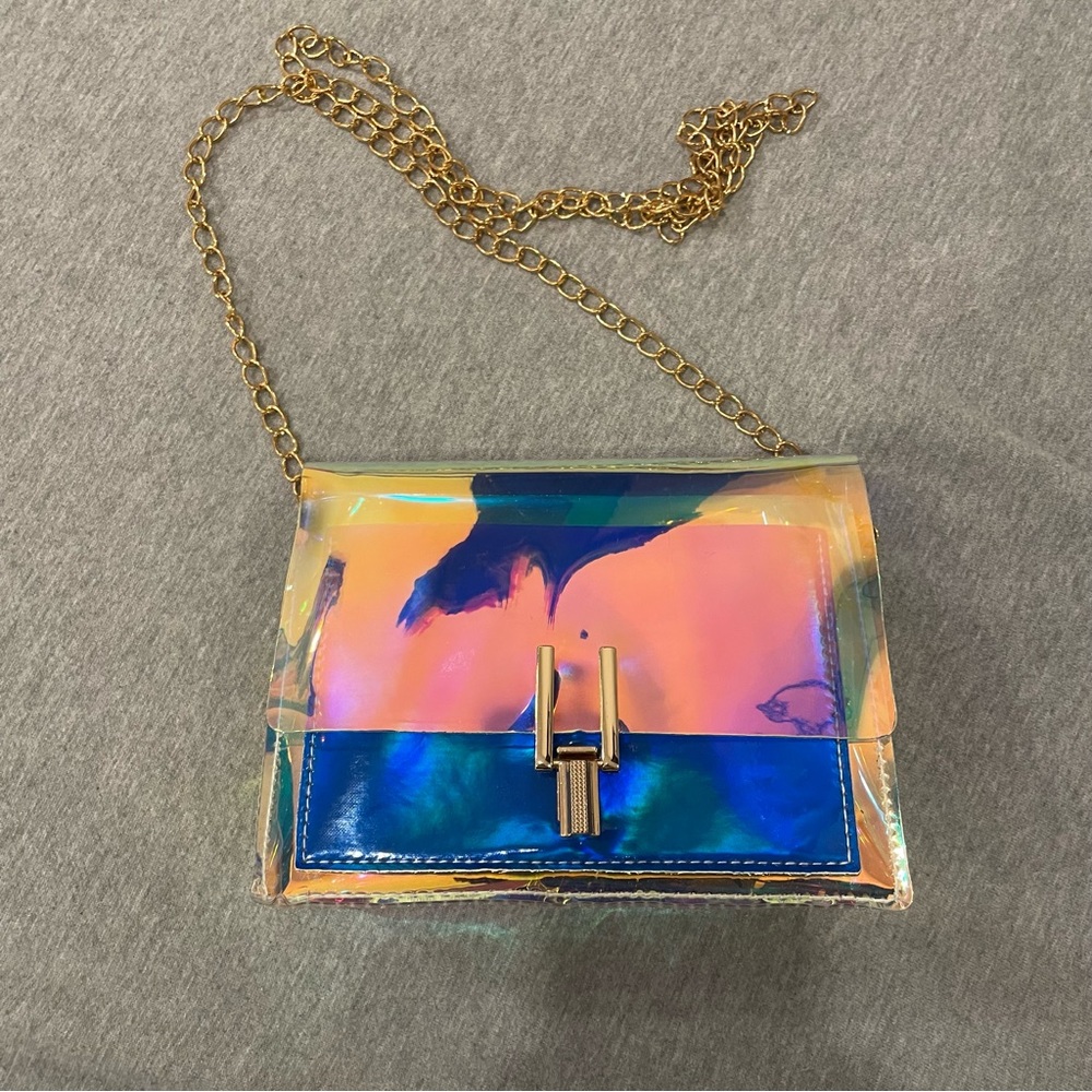 Iridescent Clear Plastic Crossbody Bag Gem